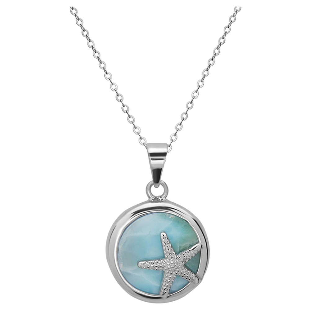 Sterling Silver Larimar Starfish Pendant